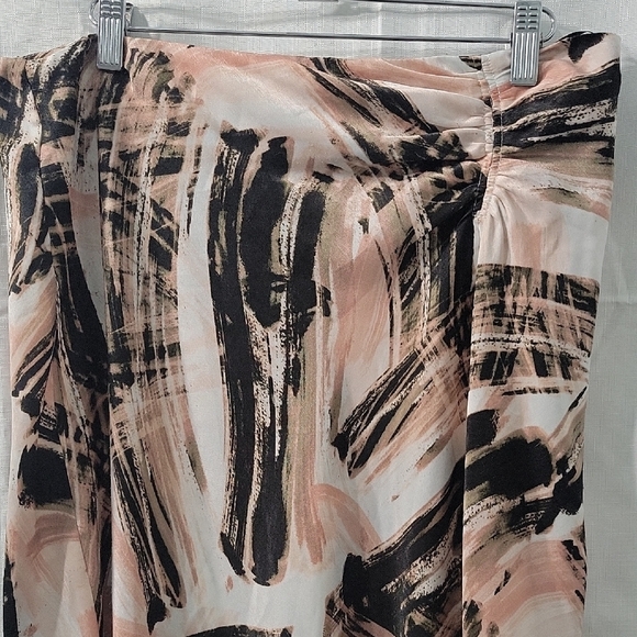 DKNY Women's Ruched Pink Multi -print Maxi Skirt Size 12 - Picture 3 of 11